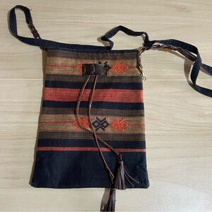 Native Bohemian Striped Woven Crossbody Bag Purse Aztec Boho Hippie 11X9” Travel